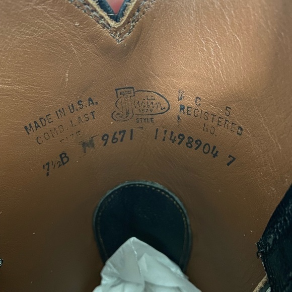 Justin Black Full Quill Ostrich Roper Boots Size 7.5B - Picture 6 of 6